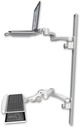 AccessMount™ Laptop tray with slider mount on a 50" wall track, separate arms, a paralink keyboard tray w/ wrist rest bend, and two 20" double-arms