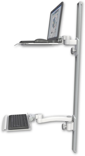 AccessMount™ Laptop tray with slider mount on a 50" wall track, separate arms, a 12" keyboard tray, and an 11" arm