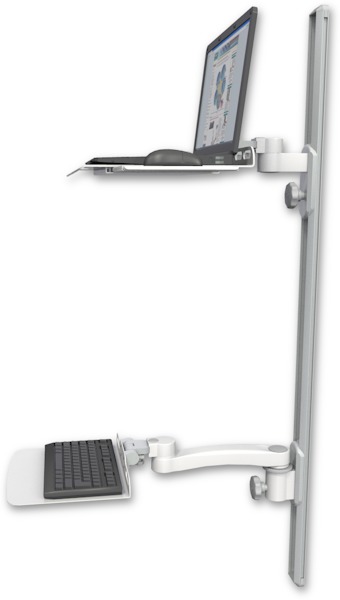 AccessMount™ Laptop tray with slider mount on a 50" wall track, separate arms, a 12" flat keyboard tray, and an 11" arm