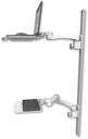 AccessMount™ Laptop tray with slider mount on a 50" wall track, separate arms, a 12" flat keyboard tray, and an 11" arm and 20" double-arm