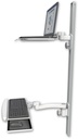 AccessMount™ Laptop tray with slider mount on a 50" wall track, separate arms, a wrist-rest keyboard tray, and an 11" arm