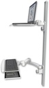 AccessMount™ Laptop tray with slider mount on a 50" wall track, separate arms, a wrist-rest keyboard tray, and a 20" double-arm