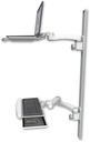 AccessMount™ Laptop tray with slider mount on a 50" wall track, separate arms, a wrist-rest keyboard tray, and an 11" arm and 20" double-arm