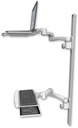 AccessMount™ Laptop tray with slider mount on a 50" wall track, separate arms, a wrist-rest keyboard tray, and two 20" double-arms