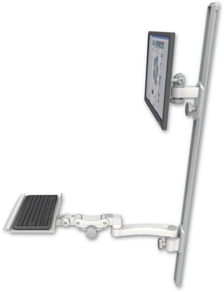 AccessMount™ ErgoVision 65 LCD mount on a 50" wall track with separate arms, a 12" paralink keyboard tray, and an 11" arm