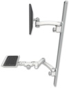 AccessMount™ ErgoVision 65 LCD mount on a 50" wall track with separate arms, a 12" paralink keyboard tray, and an 11" arm and 20" double-arm