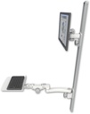 AccessMount™ ErgoVision 65 LCD mount on a 50" wall track with separate arms, a 12" flat paralink keyboard tray, and an 11" arm