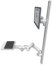 AccessMount™ ErgoVision 65 LCD mount on a 50" wall track with separate arms, a 12" flat paralink keyboard tray, and a 20" double-arm