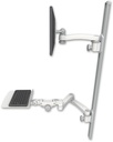 AccessMount™ ErgoVision 65 LCD mount on a 50" wall track with separate arms, a 12" flat paralink keyboard tray, and an 11" arm and 20" double-arm