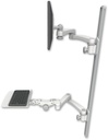 AccessMount™ ErgoVision 65 LCD mount on a 50" wall track with separate arms, a 12" flat paralink keyboard tray, and two 20" double-arms