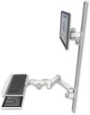 AccessMount™ ErgoVision 65 LCD mount on a 50" wall track with separate arms, a paralink keyboard tray w/ wrist rest bend, and a 20" double-arm
