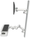 AccessMount™ ErgoVision 65 LCD mount on a 50" wall track with separate arms, a paralink keyboard tray w/ wrist rest bend, and an 11" arm and 20" double-arm