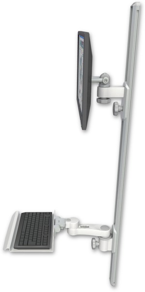 AccessMount™ ErgoVision 65 LCD mount on a 50" wall track with separate arms, a 12" keyboard tray, and an 6" arm
