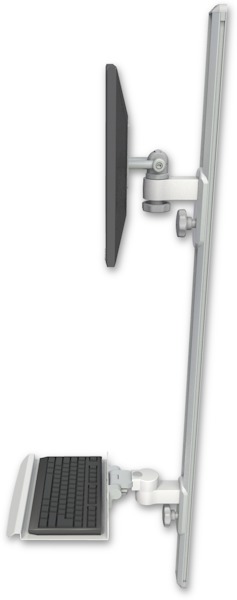 AccessMount™ ErgoVision 65 LCD mount on a 50" wall track with separate arms and a 12" keyboard tray