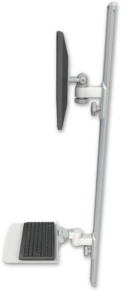 AccessMount™ ErgoVision 65 LCD mount on a 50" wall track with separate arms and a 12" flat keyboard tray