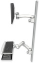 AccessMount™ ErgoVision 65 LCD mount on a 50" wall track with separate arms, a wrist-rest keyboard tray, and an 11" arm and 20" double-arm