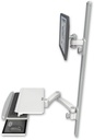 AccessMount™ ErgoVision 65 LCD mount on a 50" wall track with separate arms, a work surface tray and slide-out keyboard tray, and a 20" double-arm