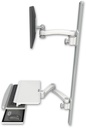 AccessMount™ ErgoVision 65 LCD mount on a 50" wall track with separate arms, a work surface tray and slide-out keyboard tray, and an 11" arm and 20" double-arm