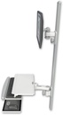 AccessMount™ ErgoVision 65 LCD mount on a 50" wall track with separate arms, a work surface tray and slide-out keyboard tray, and an 6" arm
