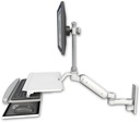 AccessMount™ Ultra 180 Heavy Duty Arm with EV710 monitor mount wall mount, a work surface tray and slide-out keyboard tray, and an 6" arm