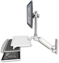 AccessMount™ Ultra 180 Heavy Duty Arm with EV710 monitor mount wall mount and a work surface tray and slide-out keyboard tray
