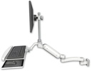 AccessMount™ Ultra 180 Heavy Duty Arm with EV710 monitor mount 3.5" wall mount, a wrist-rest keyboard tray, and an 11" arm