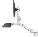 AccessMount™ Ultra 180 Heavy Duty Arm with Paralink monitor mount desk mount, a 3" riser, a 12" keyboard tray, and an 6" arm
