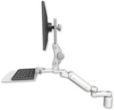 AccessMount™ Ultra 180 Heavy Duty Arm with Paralink monitor mount desk mount, a 3" riser, a 12" flat keyboard tray, and an 6" arm