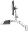 AccessMount™ Ultra 180 Heavy Duty Arm with Paralink monitor mount desk mount, a 3" riser, and a 12" flat keyboard tray