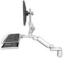 AccessMount™ Ultra 180 Heavy Duty Arm with Paralink monitor mount desk mount, a 3" riser, a wrist-rest keyboard tray, and an 6" arm