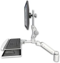 AccessMount™ Ultra 180 Heavy Duty Arm with Paralink monitor mount desk mount, a 3" riser, and a wrist-rest keyboard tray