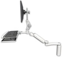 AccessMount™ Ultra 180 Heavy Duty Arm with Paralink monitor mount desk mount, a 7.5" riser, a wrist-rest keyboard tray, and an 11" arm