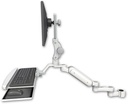 AccessMount™ Ultra 180 Heavy Duty Arm with Paralink monitor mount mount for a 1.5" pole, a wrist-rest keyboard tray, and an 6" arm