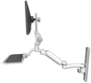 AccessMount™ Ultra 180 Heavy Duty Arm with Paralink monitor mount mount on a 19" wall track slider, a 12" keyboard tray, and an 11" arm