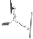 AccessMount™ Ultra 180 Heavy Duty Arm with Paralink monitor mount mount on a 36" wall track slider, a 12" keyboard tray, and an 6" arm