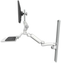AccessMount™ Ultra 180 Heavy Duty Arm with Paralink monitor mount mount on a 36" wall track slider, a 12" flat keyboard tray, and an 11" arm