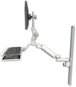 AccessMount™ Ultra 180 Heavy Duty Arm with Paralink monitor mount mount on a 36" wall track slider, a wrist-rest keyboard tray, and an 6" arm