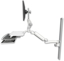 AccessMount™ Ultra 180 Heavy Duty Arm with Paralink monitor mount mount on a 36" wall track slider, a work surface tray and slide-out keyboard tray, and an 11" arm