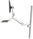 AccessMount™ Ultra 180 Heavy Duty Arm with Paralink monitor mount mount on a 50" wall track slider, a 12" keyboard tray, and an 11" arm