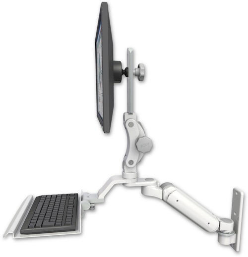 AccessMount™ Ultra 180 Heavy Duty Arm with Paralink monitor mount wall mount and a 12" keyboard tray