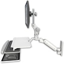 AccessMount™ Ultra 180 Heavy Duty Arm with Paralink monitor mount wall mount and a work surface tray and slide-out keyboard tray