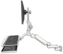 AccessMount™ Ultra 180 Heavy Duty Arm with Paralink monitor mount 3.5" wall mount, a wrist-rest keyboard tray, and an 6" arm