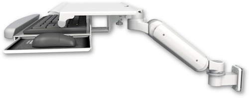 AccessMount™ Ultra 180 Heavy Duty Arm 3.5" wall mount with a work surface tray and slide-out keyboard tray