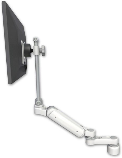 AccessMount™ Ultra 180 Heavy Duty Arm with EV710 monitor mount desk mount, a 1" riser, and an 6" arm