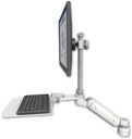 AccessMount™ Ultra 180 Heavy Duty Arm with EV710 monitor mount desk mount, a 1" riser, and a 12" flat keyboard tray