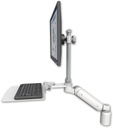 AccessMount™ Ultra 180 Heavy Duty Arm with EV710 monitor mount desk mount, a 3" riser, and a 12" flat keyboard tray