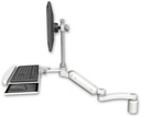 AccessMount™ Ultra 180 Heavy Duty Arm with EV710 monitor mount desk mount, a 3" riser, a wrist-rest keyboard tray, and an 11" arm