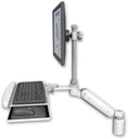 AccessMount™ Ultra 180 Heavy Duty Arm with EV710 monitor mount desk mount, a 3" riser, and a wrist-rest keyboard tray