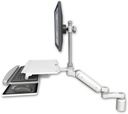 AccessMount™ Ultra 180 Heavy Duty Arm with EV710 monitor mount desk mount, a 3" riser, a work surface tray and slide-out keyboard tray, and an 6" arm