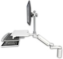 AccessMount™ Ultra 180 Heavy Duty Arm with EV710 monitor mount desk mount, a 5" riser, a work surface tray and slide-out keyboard tray, and an 6" arm